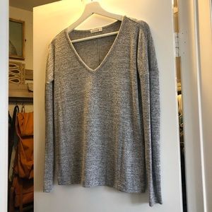 rag & bone The Knit Tee (Relaxed Fit T-Shirt) Gray/Charcoal